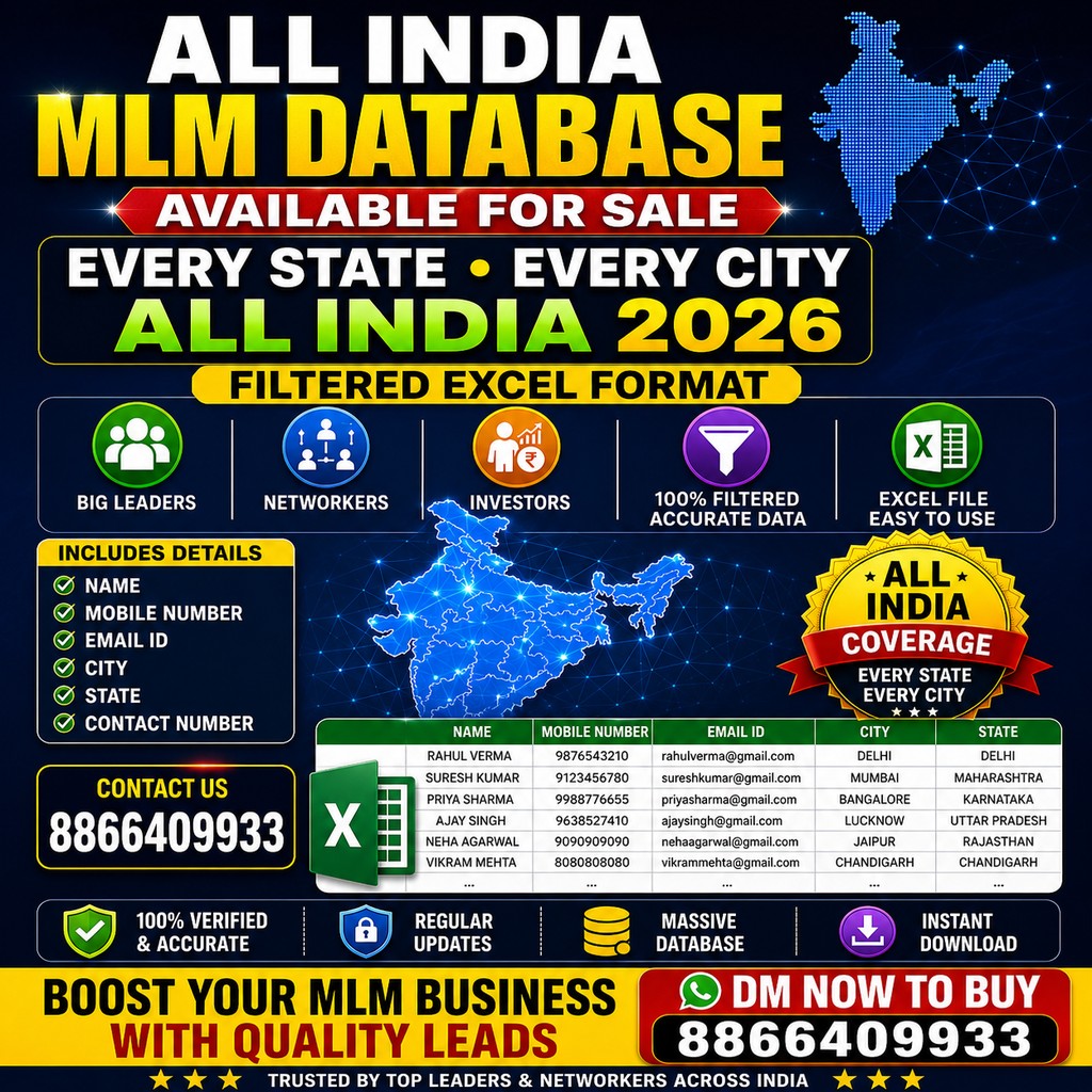 ALL INDIA MLM DATABASE- AVAILABLE FOR SALE ALL INDIA MLM DATABASE- AVAILABLE FOR SALE