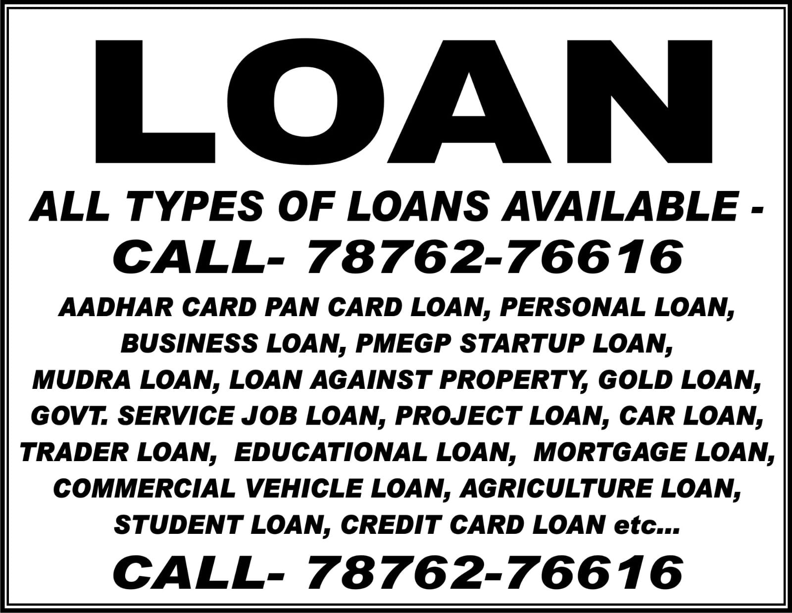 LOAN- ALL TYPES OF LOANS & PRIVATE FUNDING AVAILABLE PAN INDIA SERVICE WHATSAPP FOR MORE DETAILS !! LOAN- ALL TYPES OF LOANS & PRIVATE FUNDING AVAILABLE PAN INDIA SERVICE WHATSAPP FOR MORE DETAILS !!